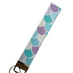 Keychain | Keyfob | Lanyard Wristlet - Teal and Purple Mermaid Scales
